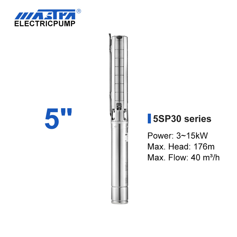 Mastra 5 inch stainless steel submersible pump - 5SP series 30 m&sup3;/h rate flow solar pump system