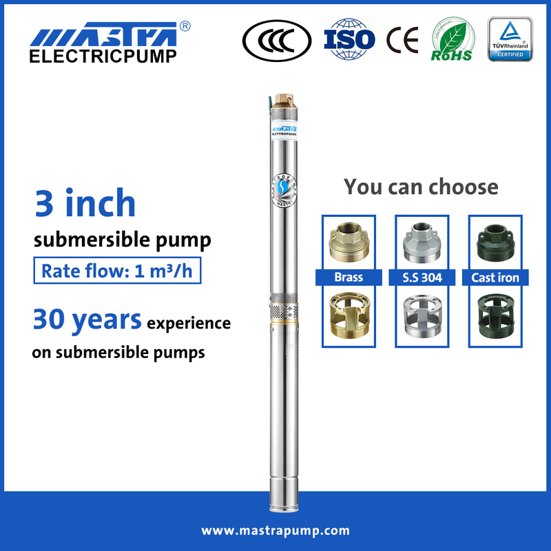 Mastra 3 inch 2 hp submersible rijiyar famfo R75-T1 3 waya submersible rijiyar famfo