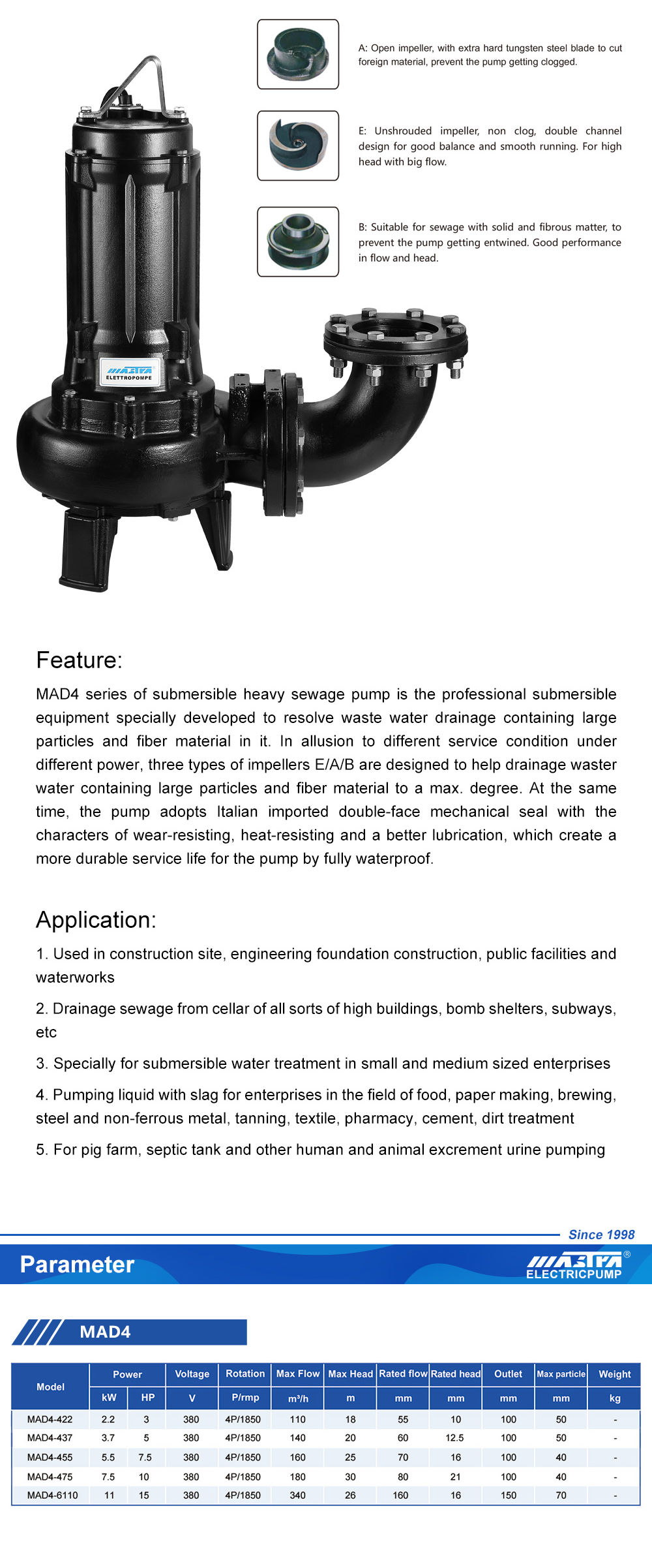 60HzMAD4 Submersible Sewage Pump Buy Submersible Sewage Pump